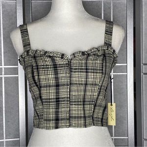 New Liberty Love Plaid Women Bustier Style Crop Top Size M (Run Small)